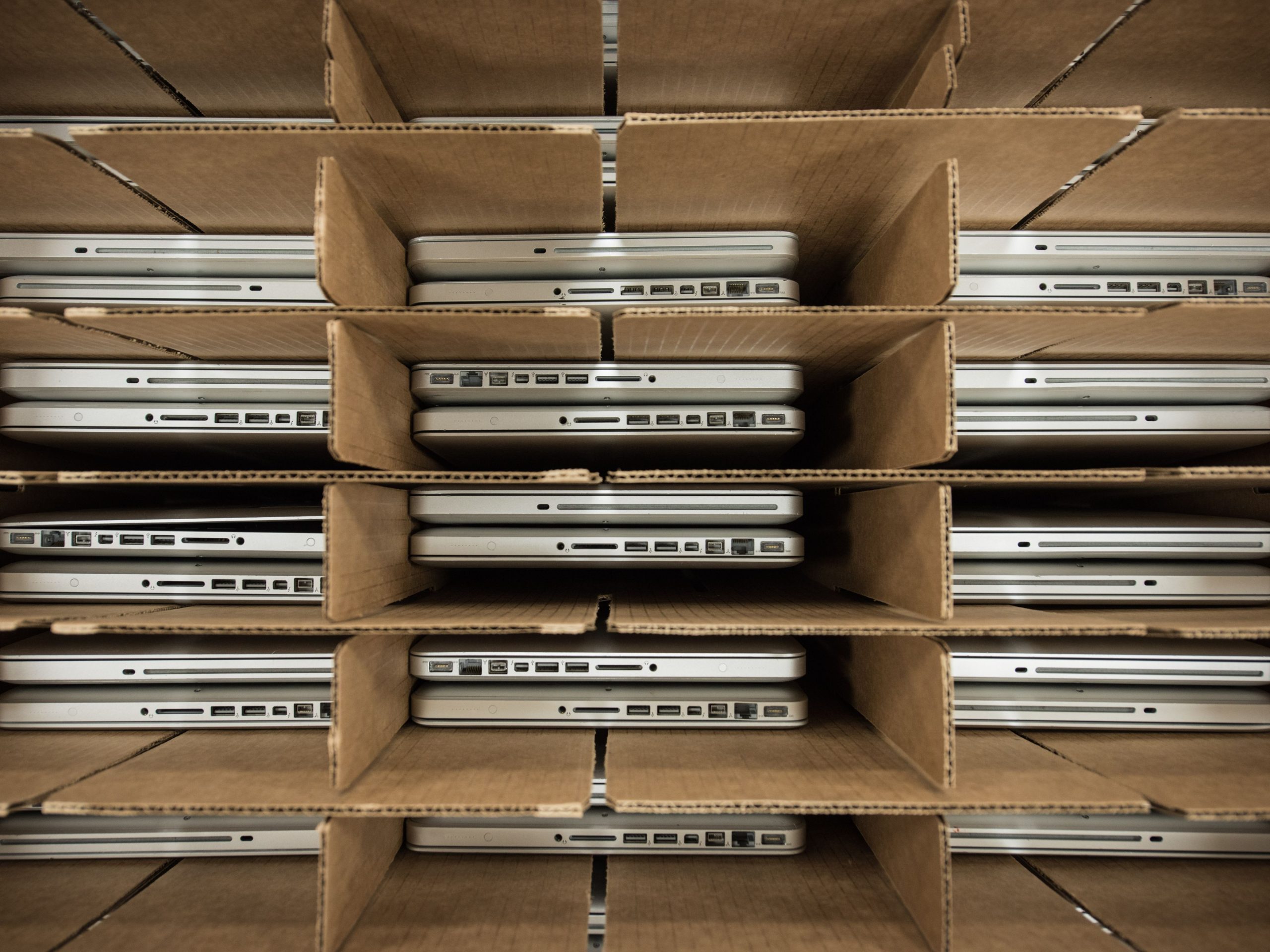 Laptops in custom made boxes for secure transportation